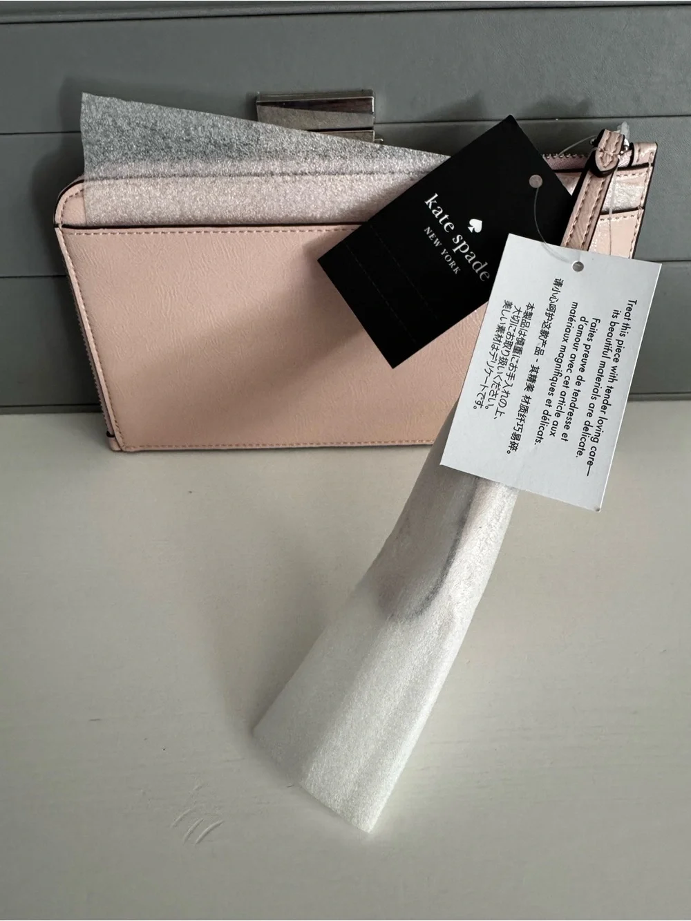 kate spade Light Pink Leather Zip Clutch
